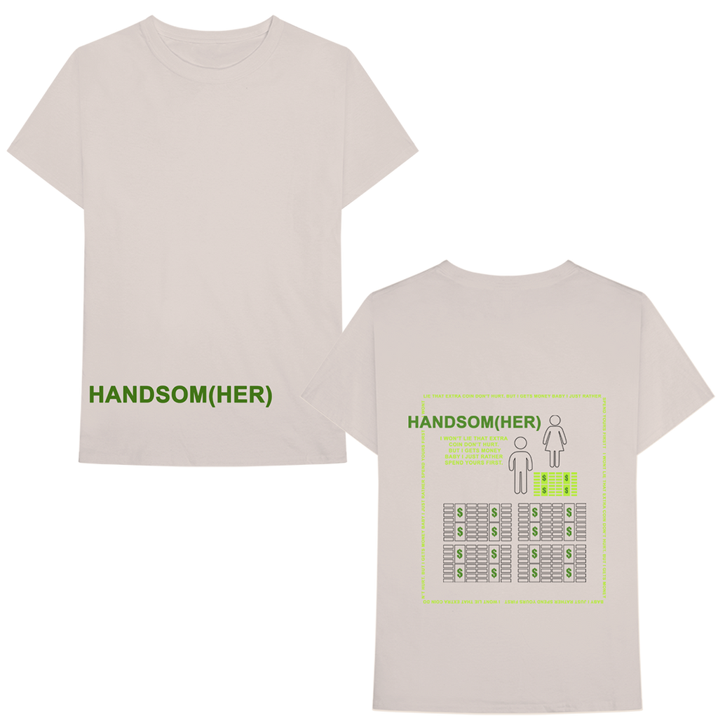 Handsom(HER) T-Shirt Off-White Front & Back